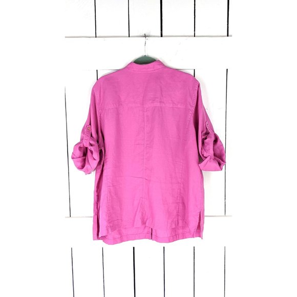 Lauren Ralph Lauren pink linen button down blouse shirt 2X - Picture 5 of 6